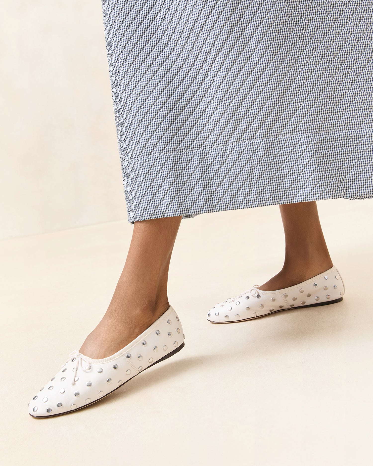 Landon Ecru/Silver Ballet Flat