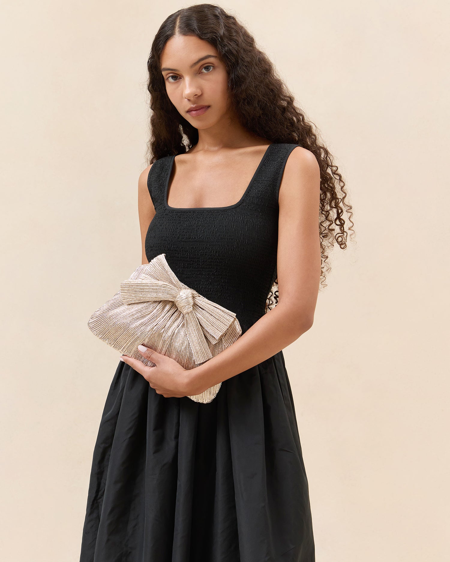 Rayne Champagne Bow Clutch