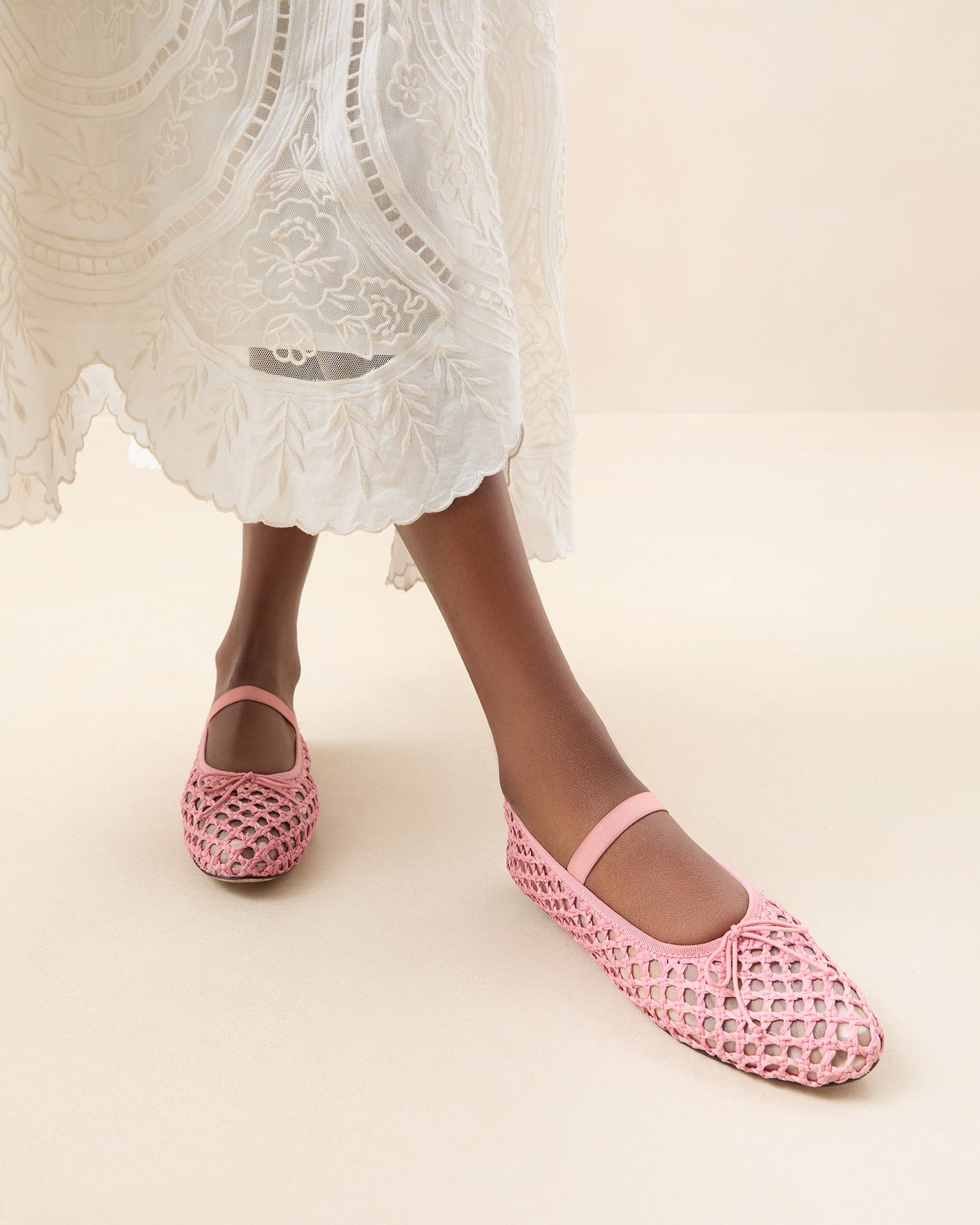 Leonie Pink Crochet Ballet Flat