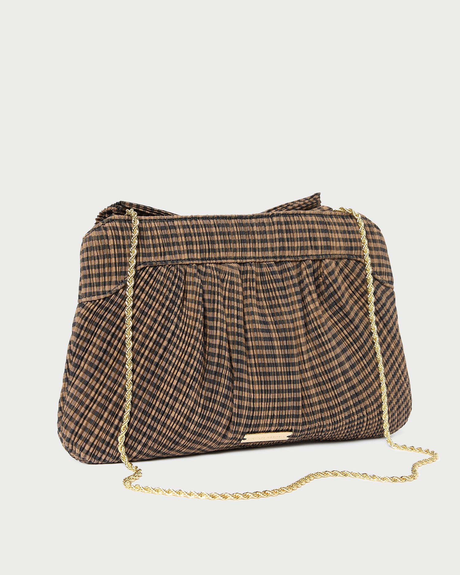 Rayne Brown/Black Pleated Bow Clutch