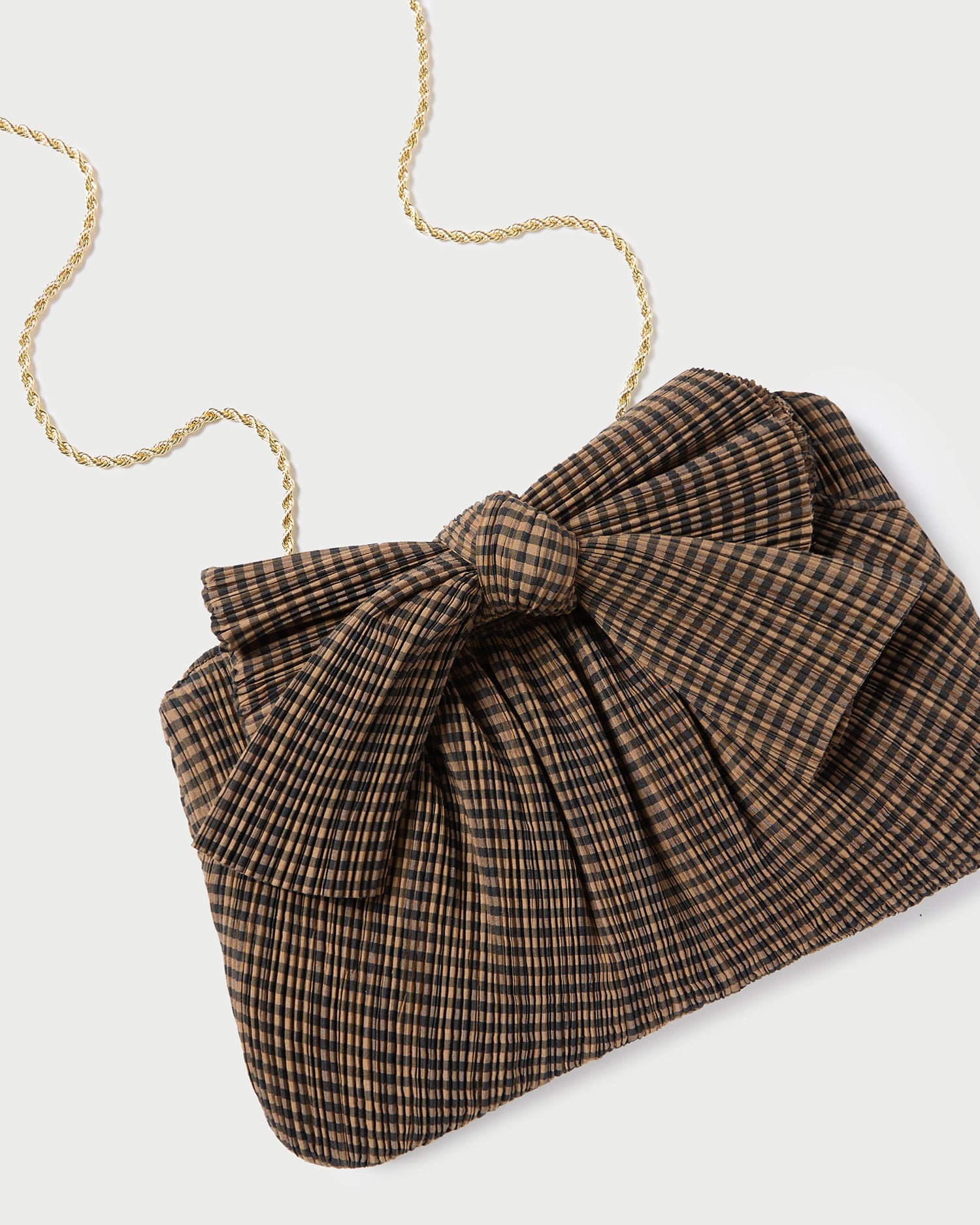 Rayne Brown/Black Pleated Bow Clutch