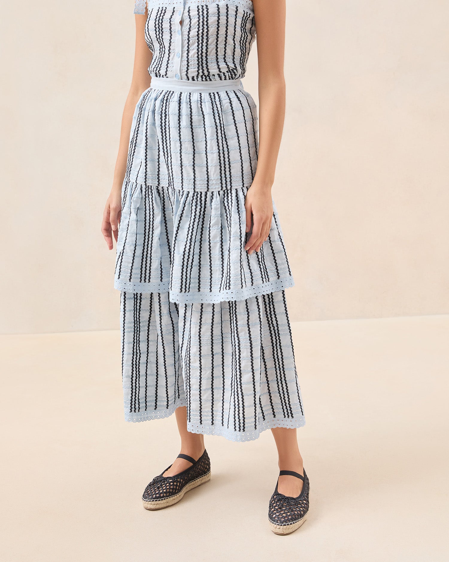 Sainy Light Blue Tiered Skirt