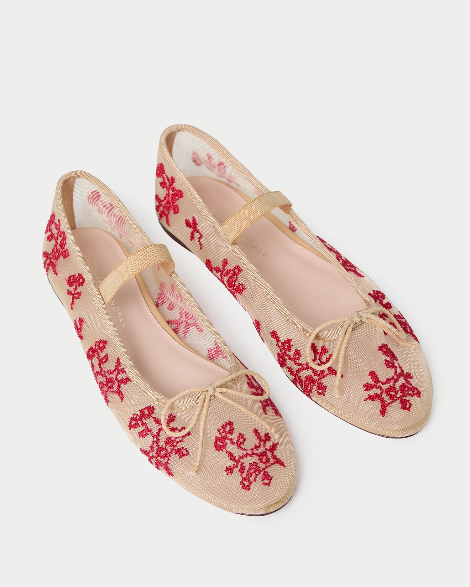 Leonie Caramel/Red Embroidered Ballet Flat