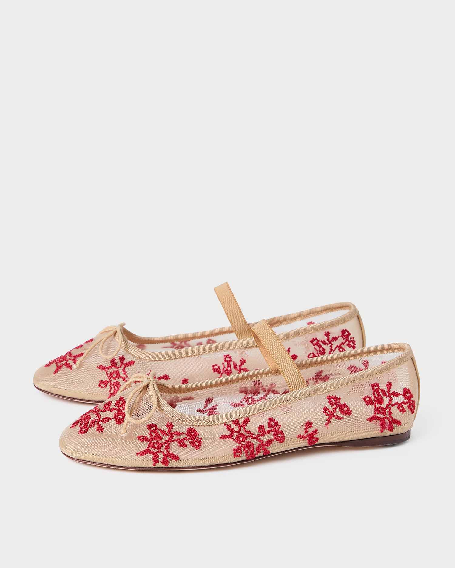 Leonie Caramel/Red Embroidered Ballet Flat