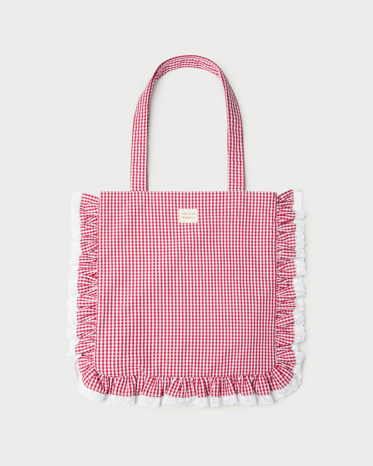 Justine Red Gingham Ruffle Tote