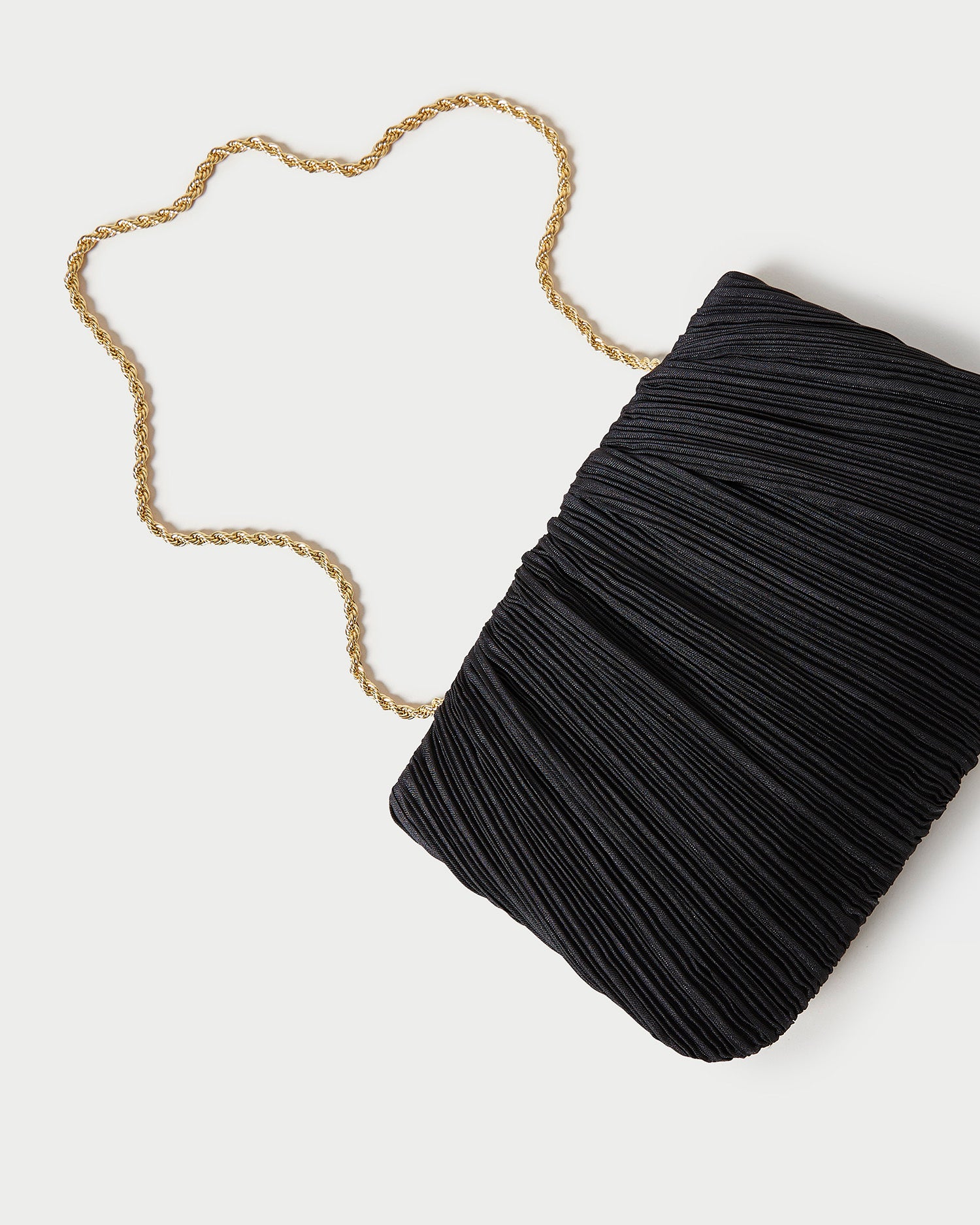 Brit Black Flat Pleated Clutch
