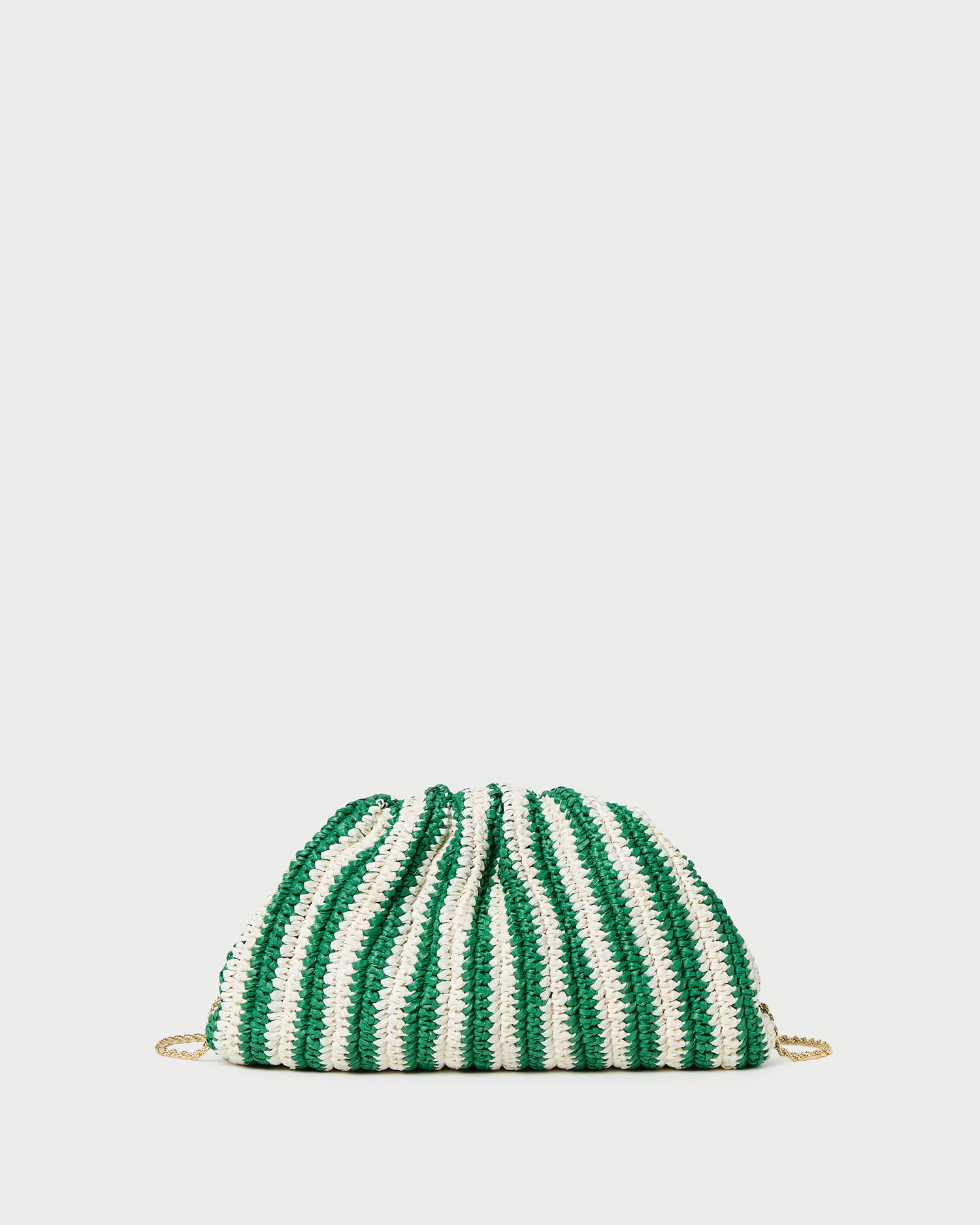 Bailey White/Green Stripe Dome Clutch