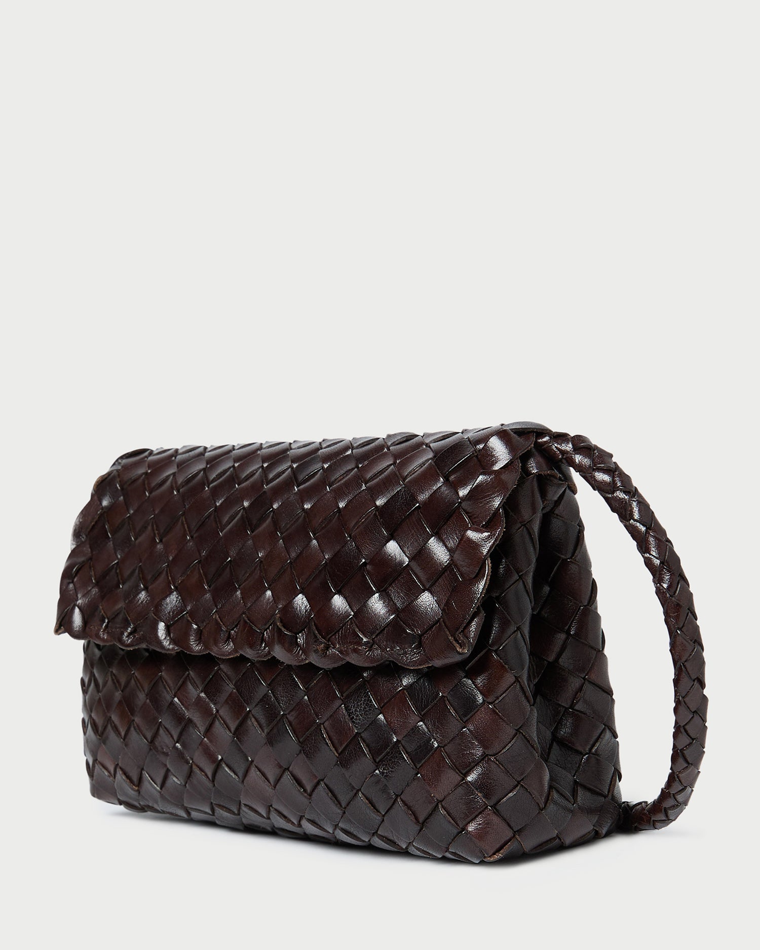 Vinnie Chocolate Leather Woven Crossbody