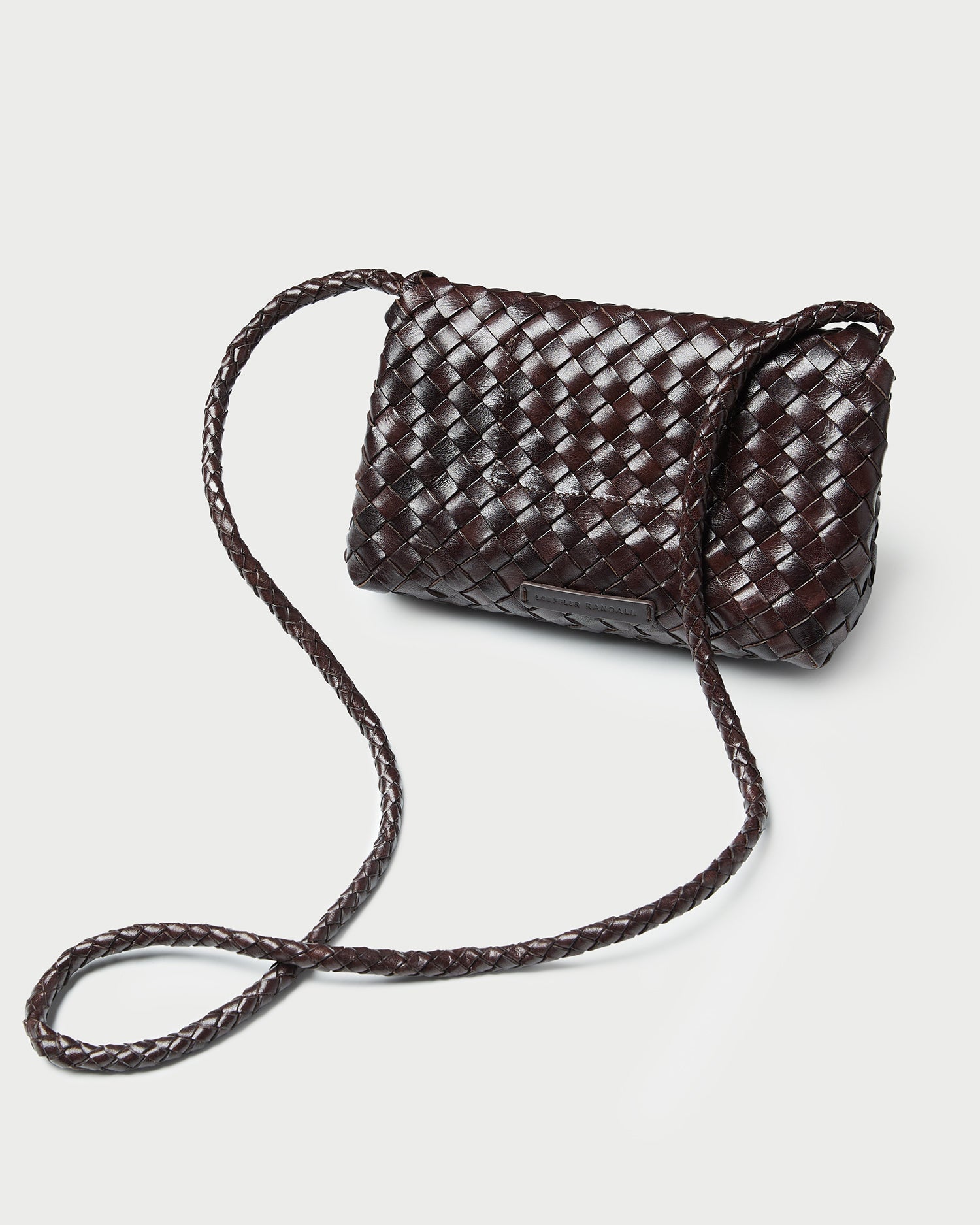 Vinnie Chocolate Leather Woven Crossbody