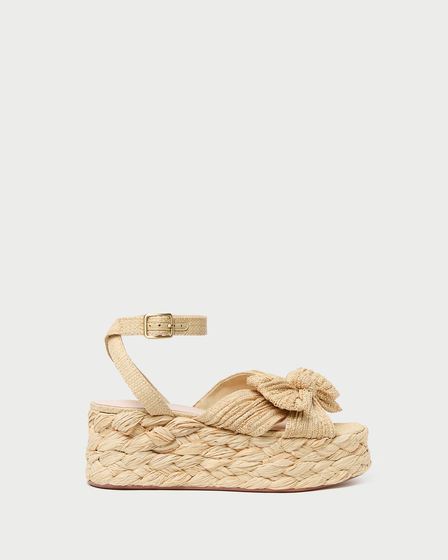 Gaby Natural Pleated Bow Espadrille