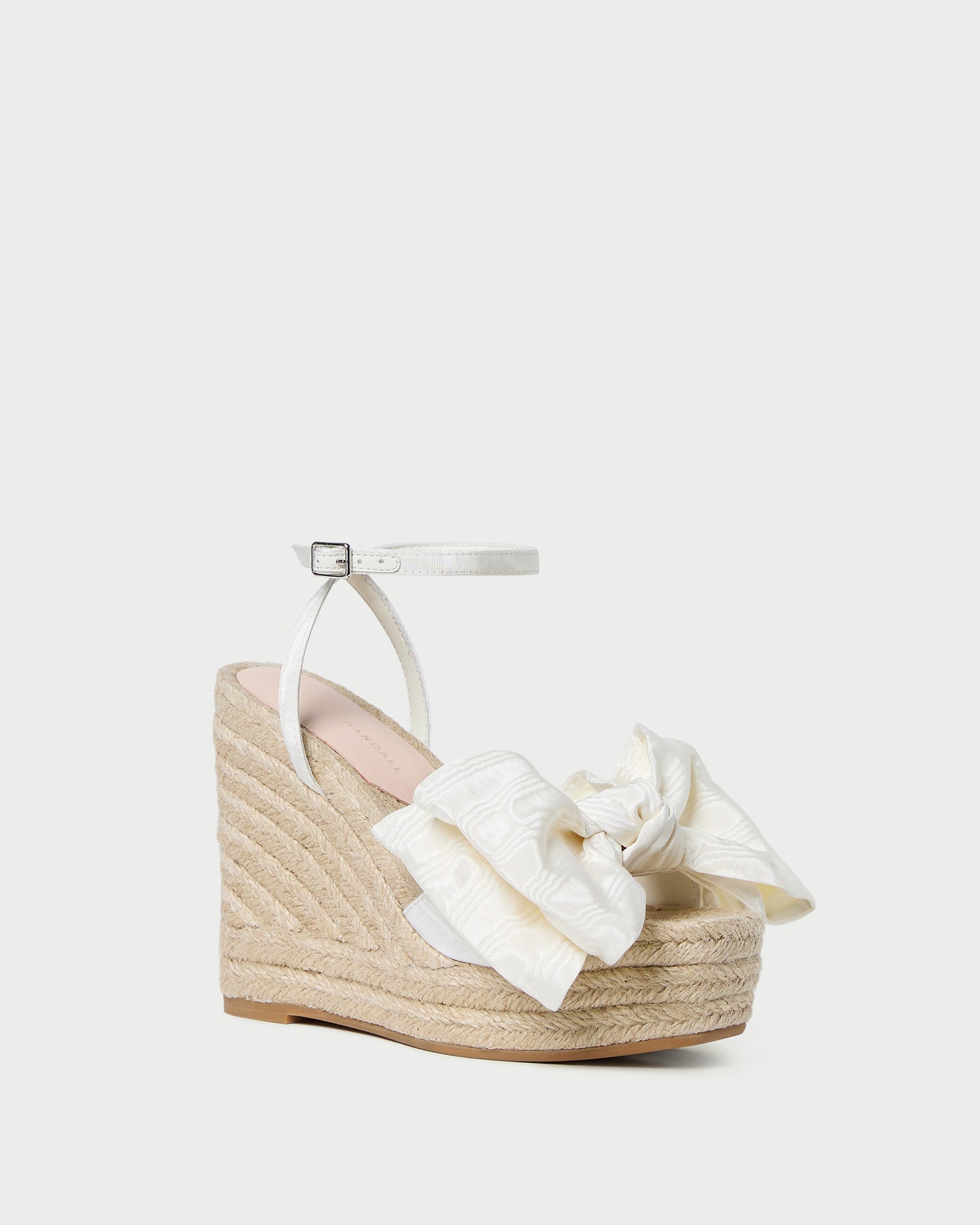 Angelina Cream Moiré Bow Wedge