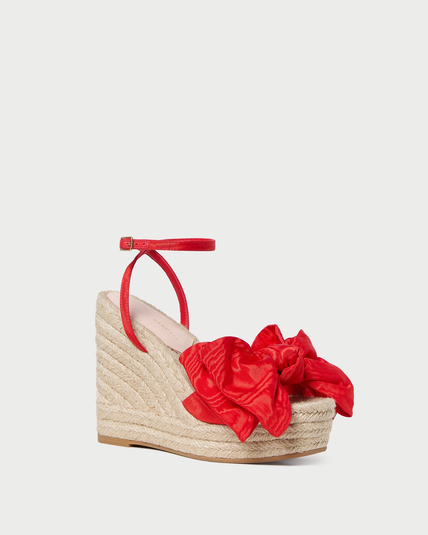 Angelina Red Moiré Bow Wedge