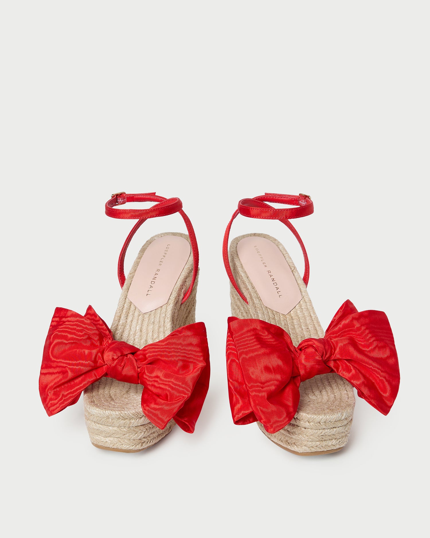 Angelina Red Moiré Bow Wedge