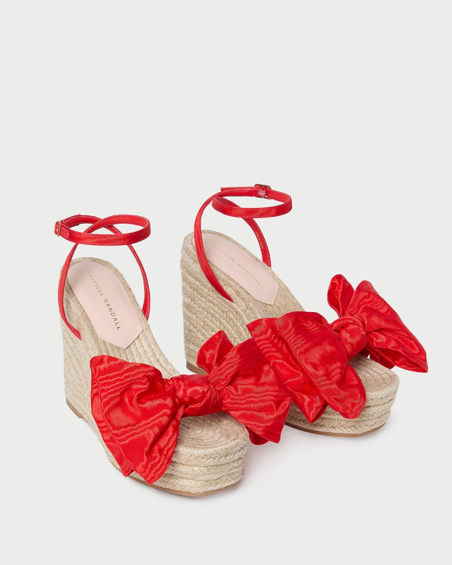 Angelina Red Moiré Bow Wedge