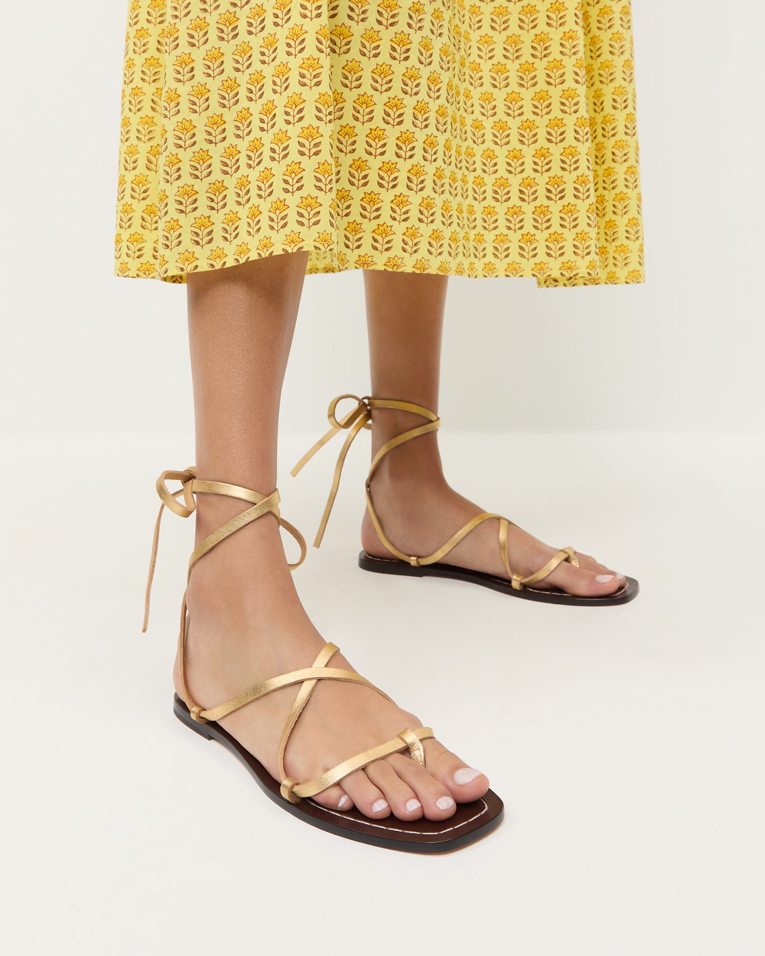 Lianna Gold/Espresso Lace-Up Sandal