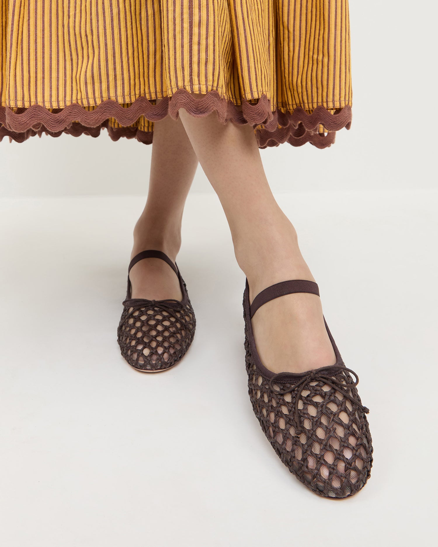 Leonie Chocolate Crochet Ballet Flat