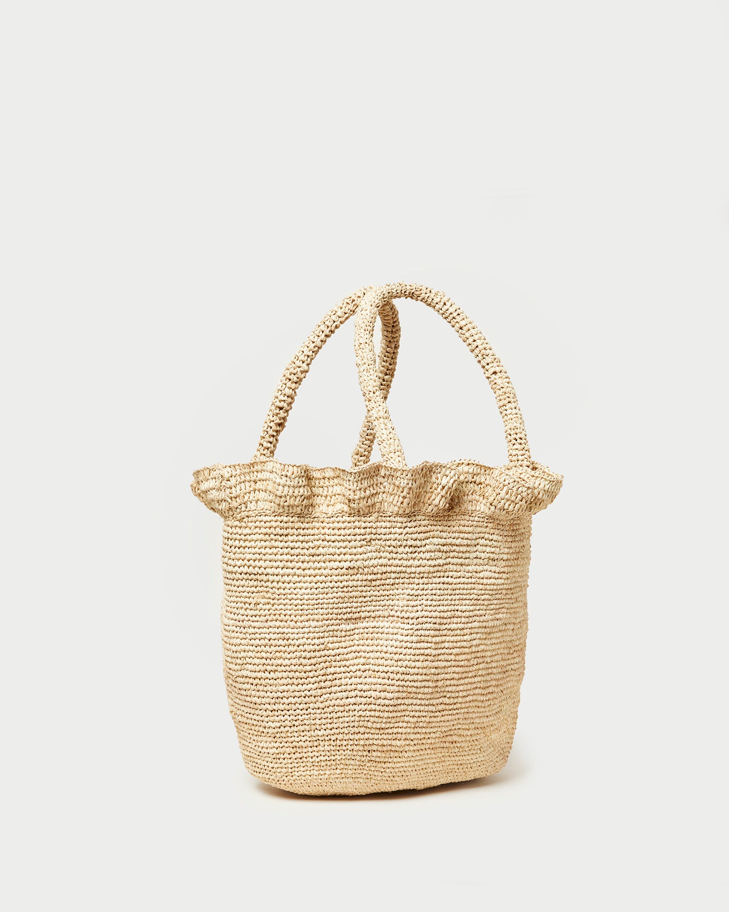 Cyrus Natural Ruffled Woven Tote