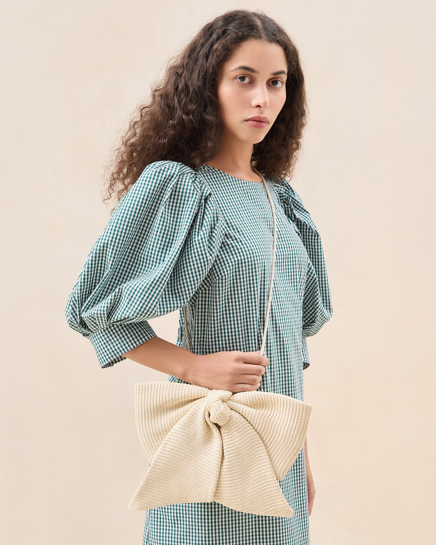 Violet Cream Woven Bow Crossbody