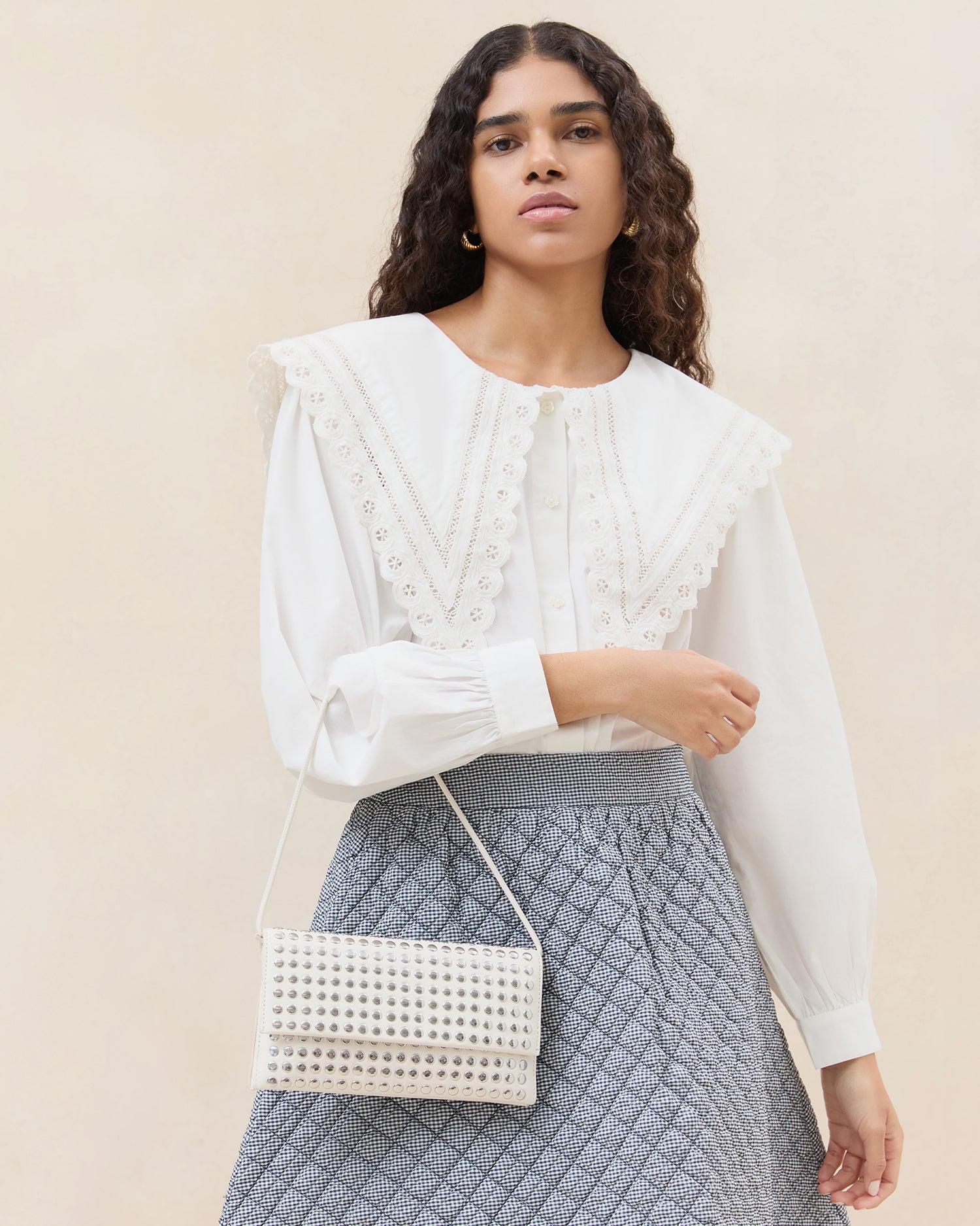 Charlee Ecru/Silver Shoulder Bag