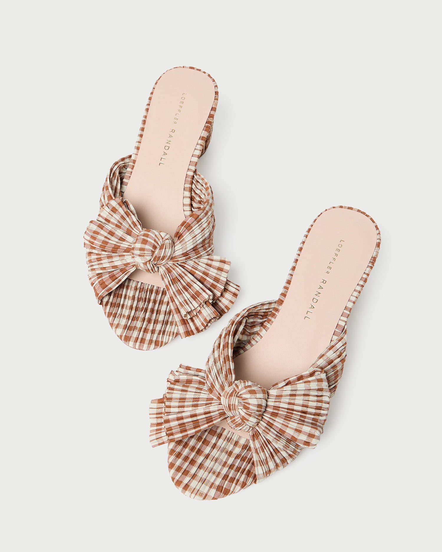 Emilia Brown Gingham Bow Heel