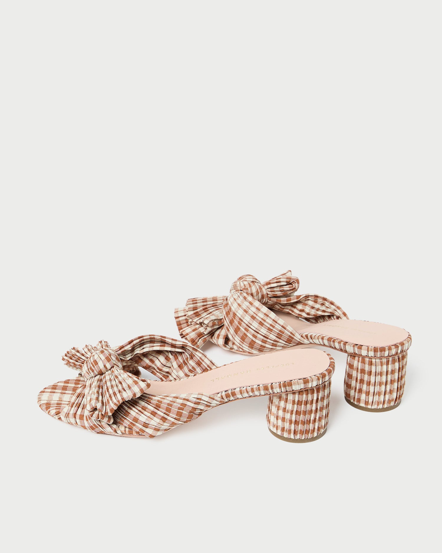 Emilia Brown Gingham Bow Heel